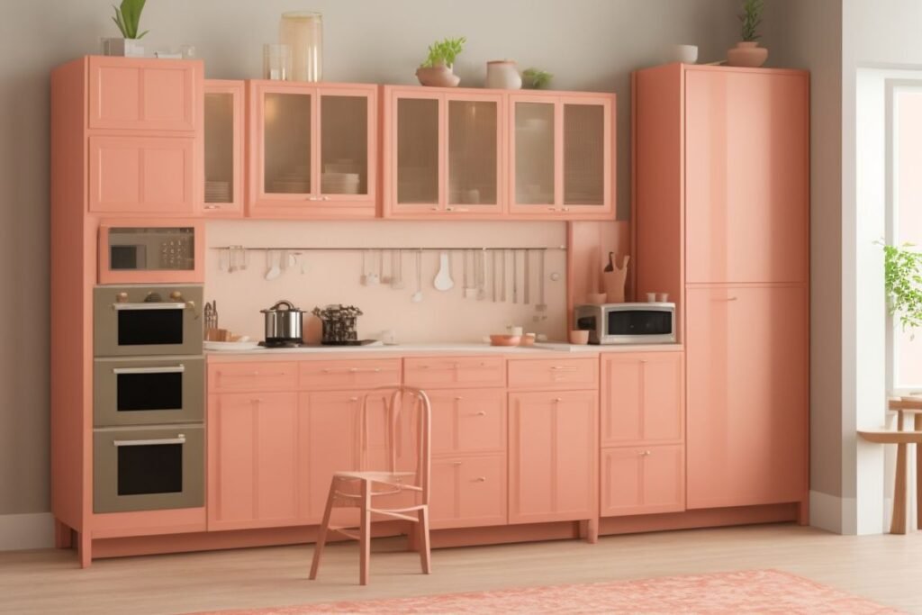 puzze peach kitchen cabinet